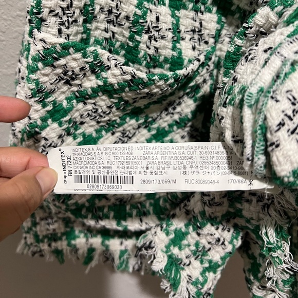 Zara Blogger Favorite Green/White Cotton Tweed Romper Size Medium M - Picture 9 of 10